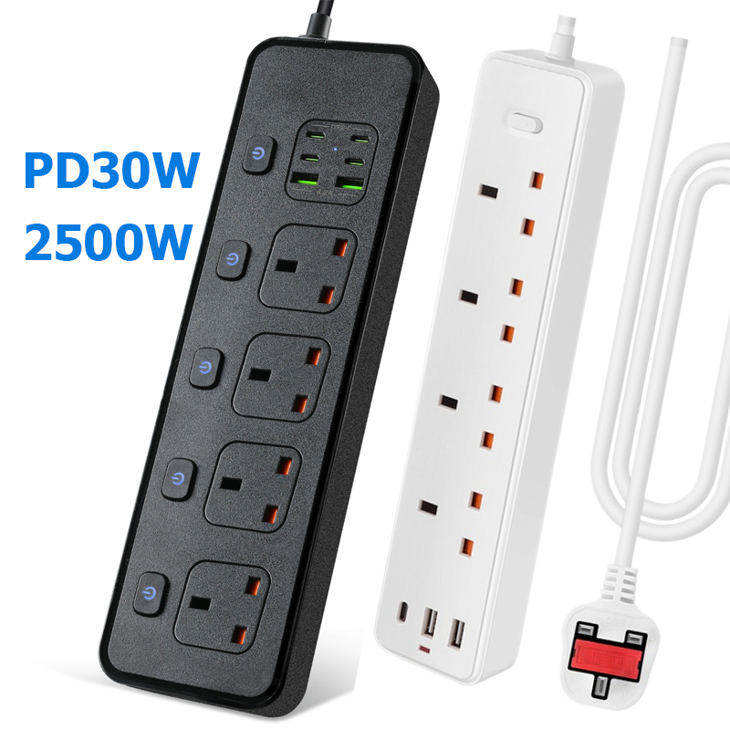Power Strip Flat - 멀티탭 UK MY SG 과부하 보호