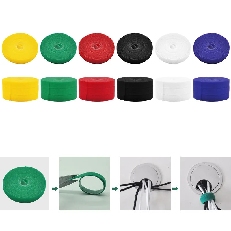 Cable Velcro Strap - 1/2/3pcs 재사용 가능한 5M 케이블 정리기