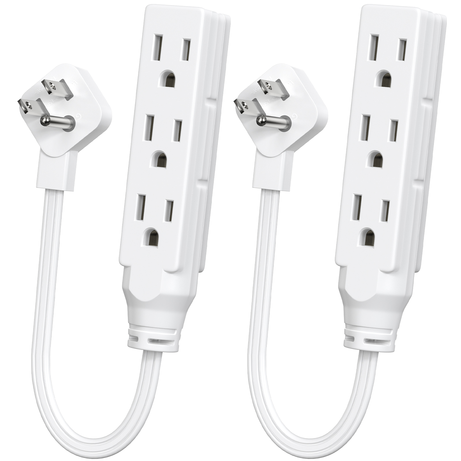 Power Strip Flat - 2개 플랫 플러그 3소켓 전원 스트립,