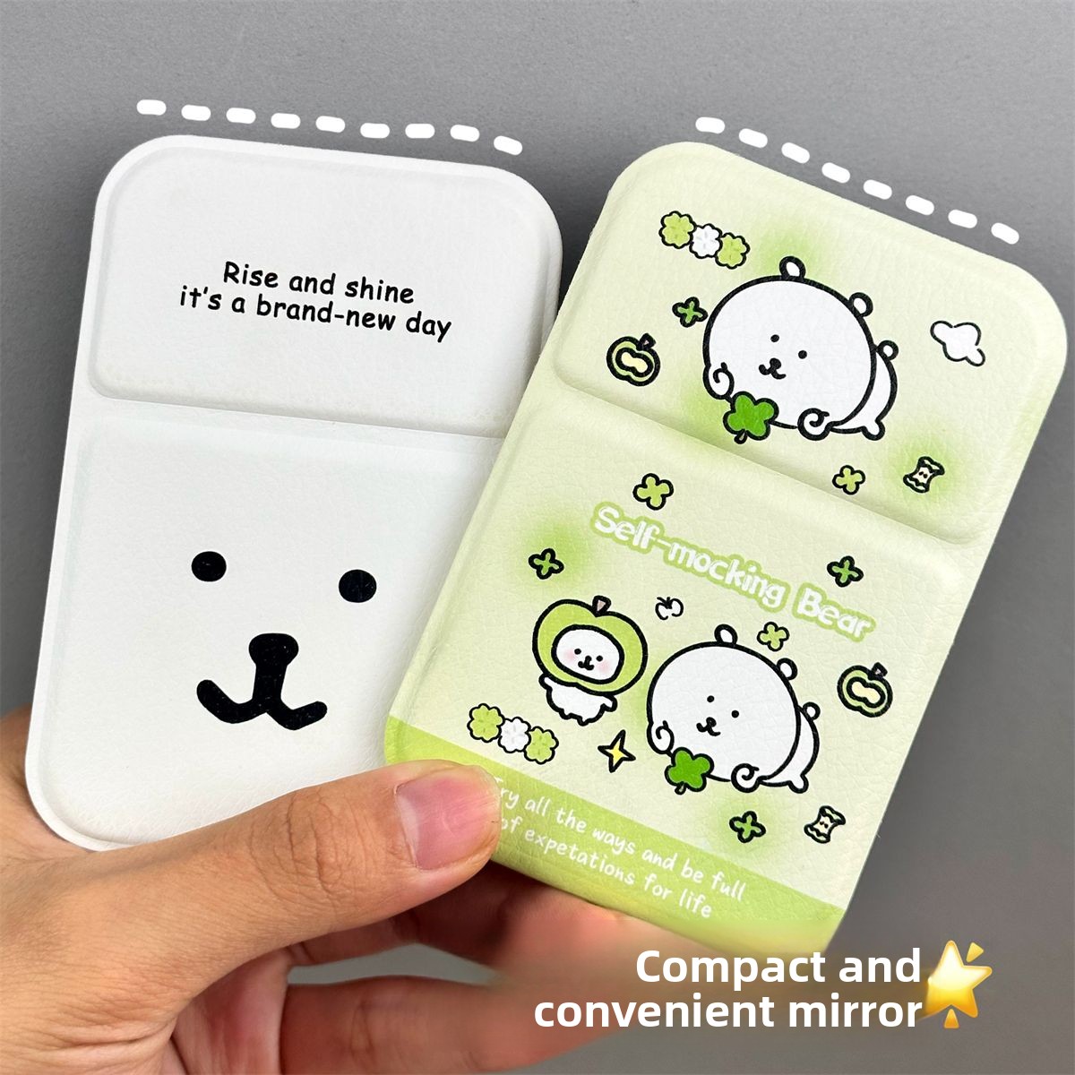 Desk Setup Kawaii - 나가노 베어 접이식 거울 셀프 모킹