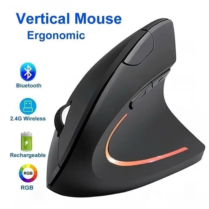 Desk Setup Kit - 인체공학적으로 적합한 수직 마우스 2.4GHz 블루투스