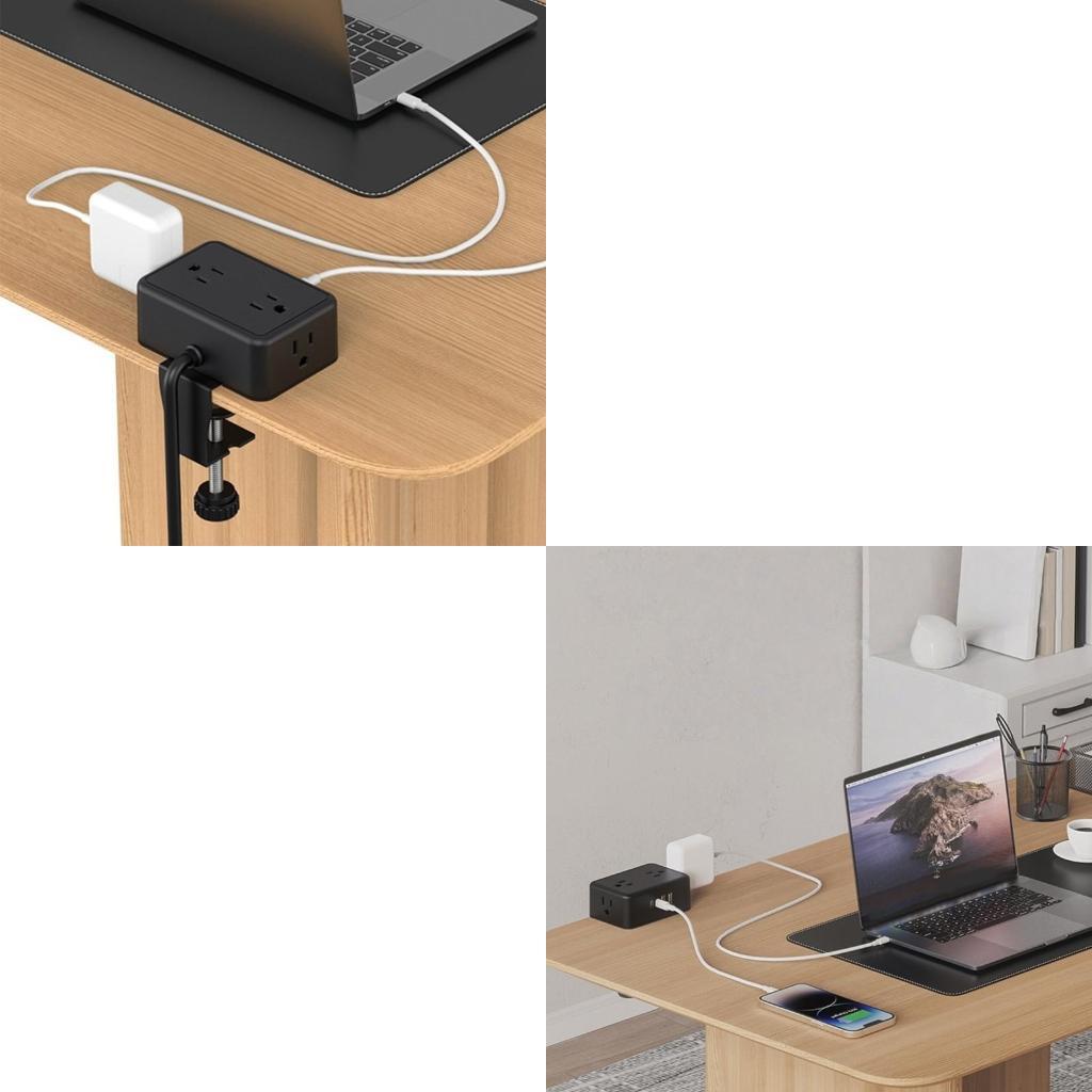Desk Setup Usb Hub - 보안 클램프 마운트 전원 스트립 4AC