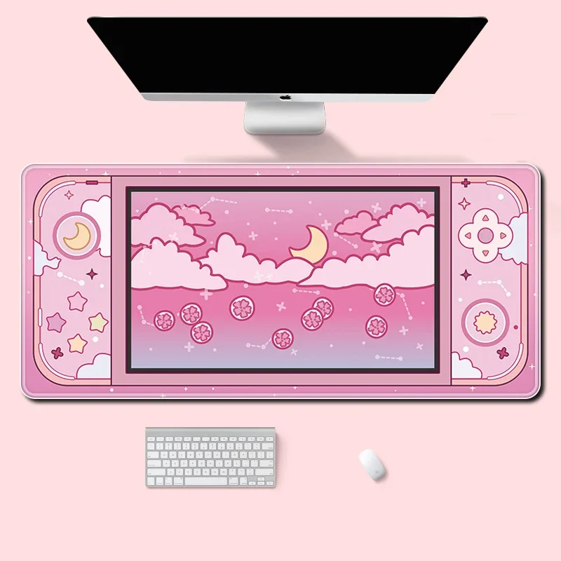Desk Setup Art - 달과 별 대형 책상 매트 Kawaii