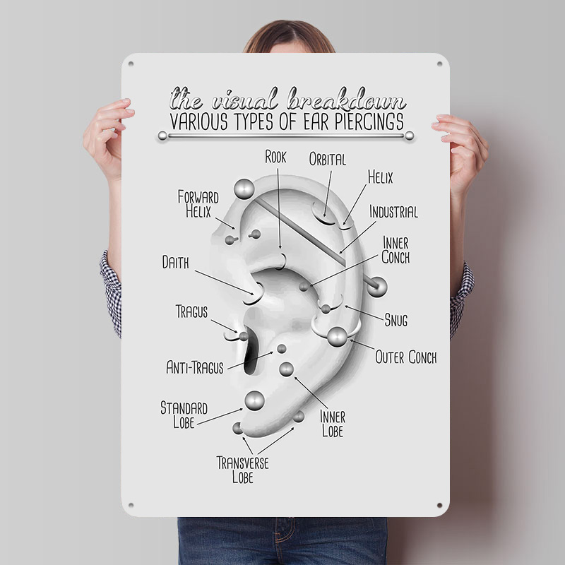 Desk Setup Poster - 귀 피어싱 차트 금속 포스터 맞춤형
