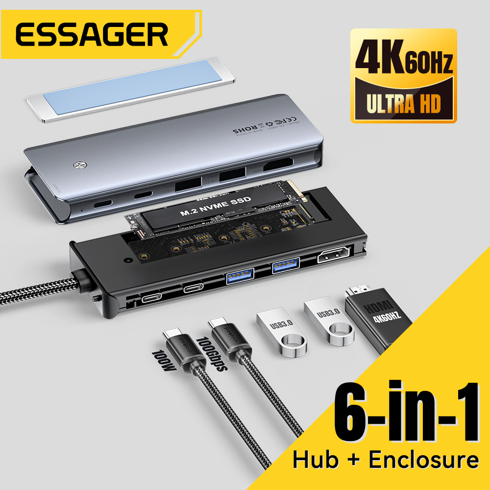 Desk Setup Usb Hub - Essager USB C 허브(M.2 SSD 하드