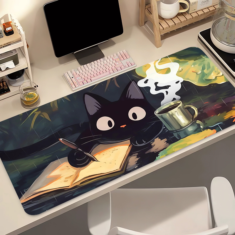 Desk Setup Kawaii - 귀여운 검은 고양이 실리콘 소프트 게이밍