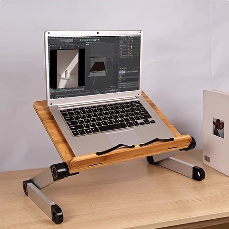 Desk Setup With Ipad - 대나무 조절식 침대 책상 노트북 테이블