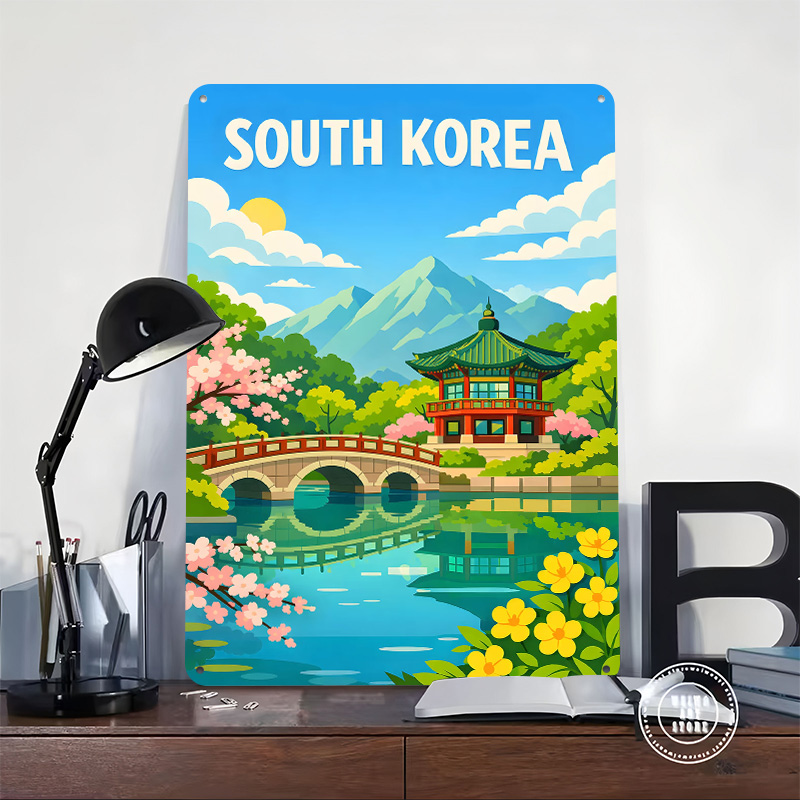 한국 여행 포스터 맞춤형 빈티지 금속 간판 벽 장식 레 - Desk Setup Poster 리뷰 및 가격