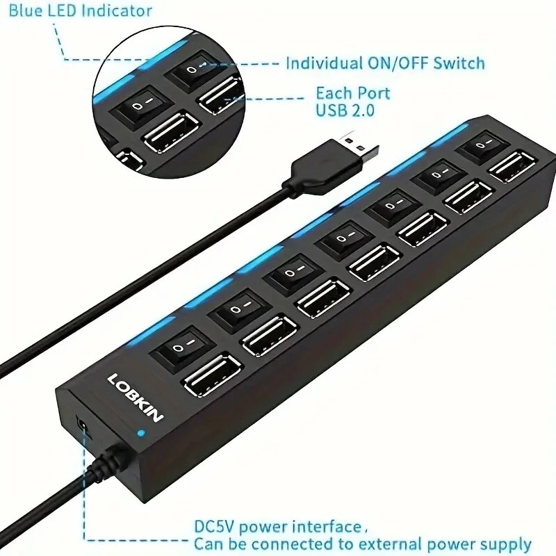 고속 4/7 포트 USB 허브 2.0 어댑터 확장기 멀 - Desk Setup Usb Hub 리뷰 및 가격