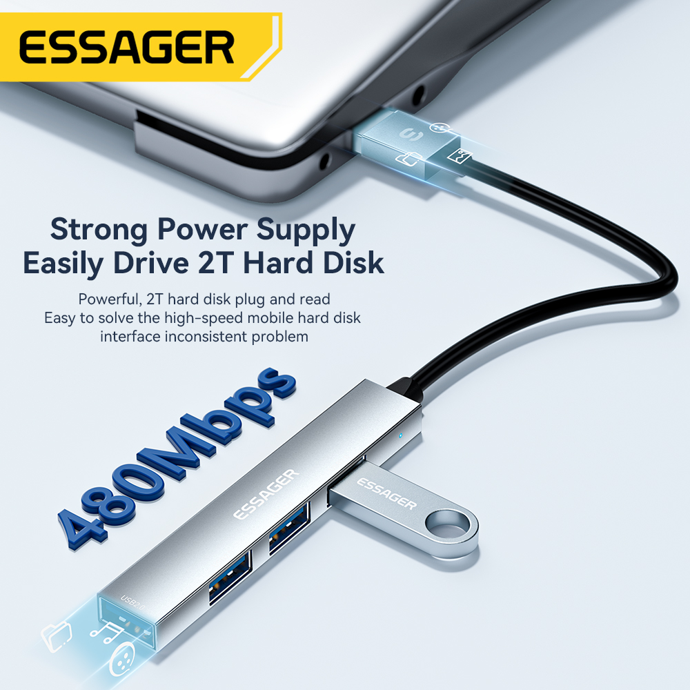 Essager 4 in 1 USB C 케이블 허브 US - Desk Setup Usb Hub 리뷰 및 가격