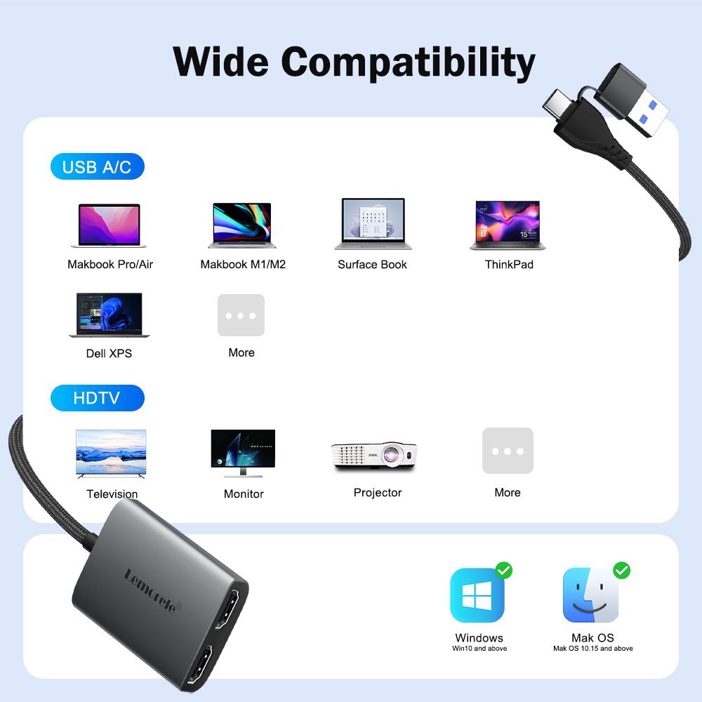 레모렐 듀얼 HDMI 어댑터 4K 타입 C to HDM - Desk Setup Usb Hub 리뷰 및 가격