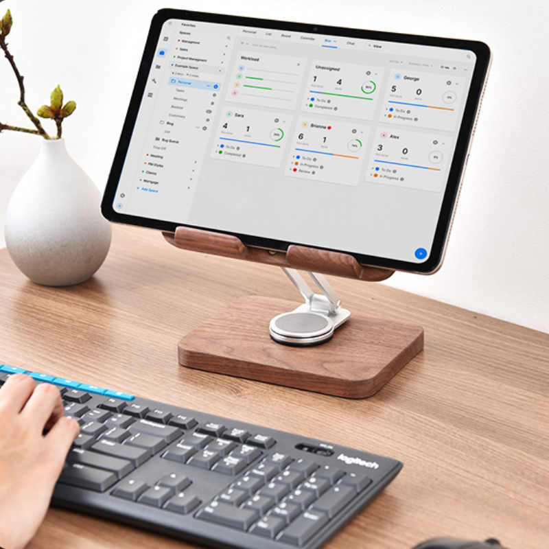 블랙 월넛 아이패드 스탠드(360도 회전) °   회전 - Desk Setup With Ipad 리뷰 및 가격