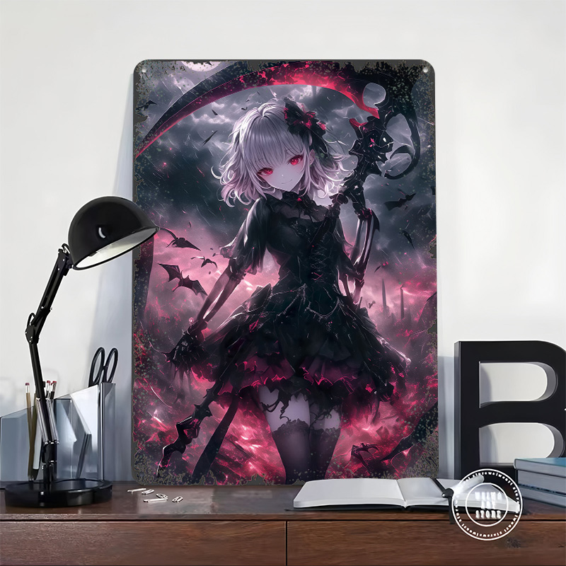 데몬 그림 리퍼 걸 포스터 맞춤형 벽 장식 빈티지 금속 - Desk Setup Poster 리뷰 및 가격