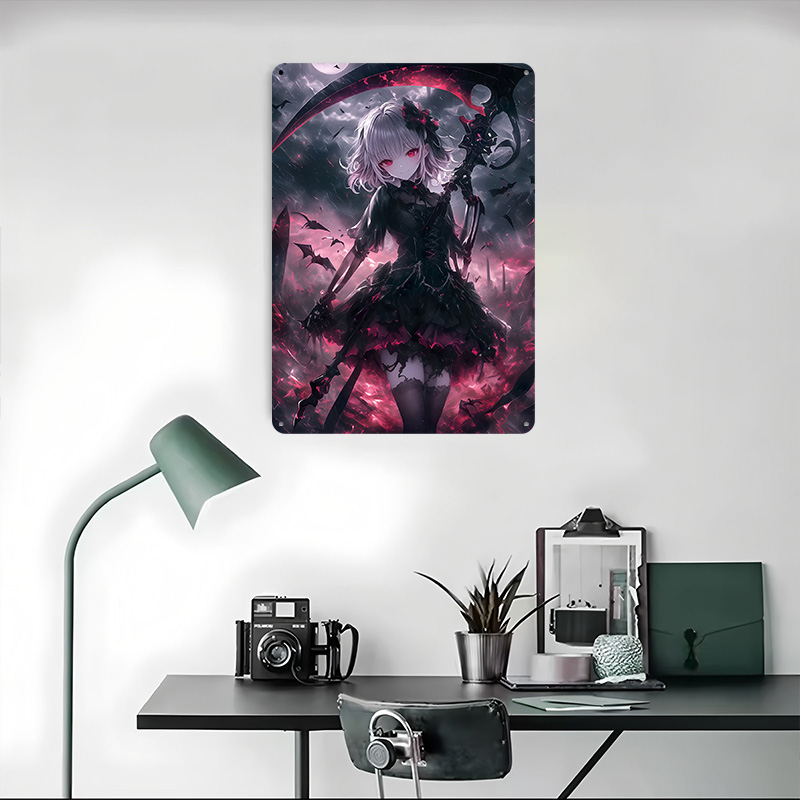 데몬 그림 리퍼 걸 포스터 맞춤형 벽 장식 빈티지 금속 - Desk Setup Poster 리뷰 및 가격