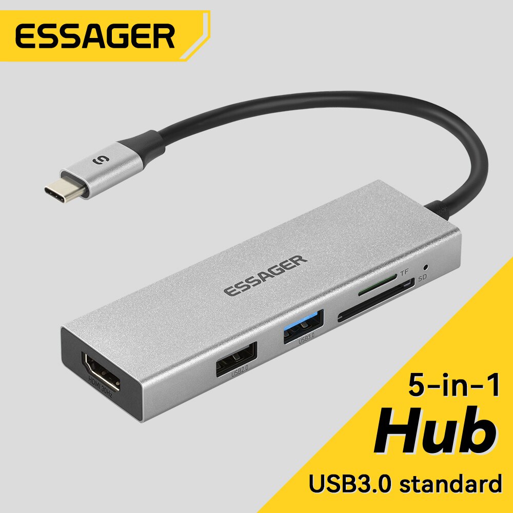 Essager 5 in 1 USB C 허브 HDMI-4 - Desk Setup Usb Hub 리뷰 및 가격