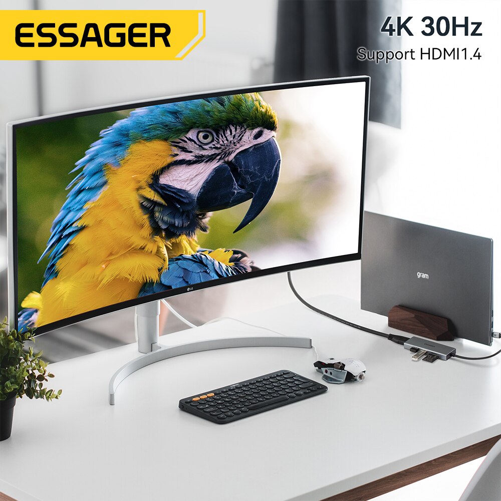 Essager 5 in 1 USB C 허브 HDMI-4 - Desk Setup Usb Hub 리뷰 및 가격