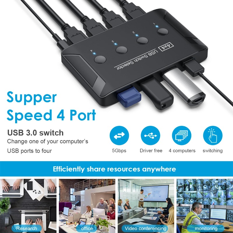 4 입력 4 출력 KVM USB3.0 스위치 공유 컨트 - Desk Setup Usb Hub 리뷰 및 가격
