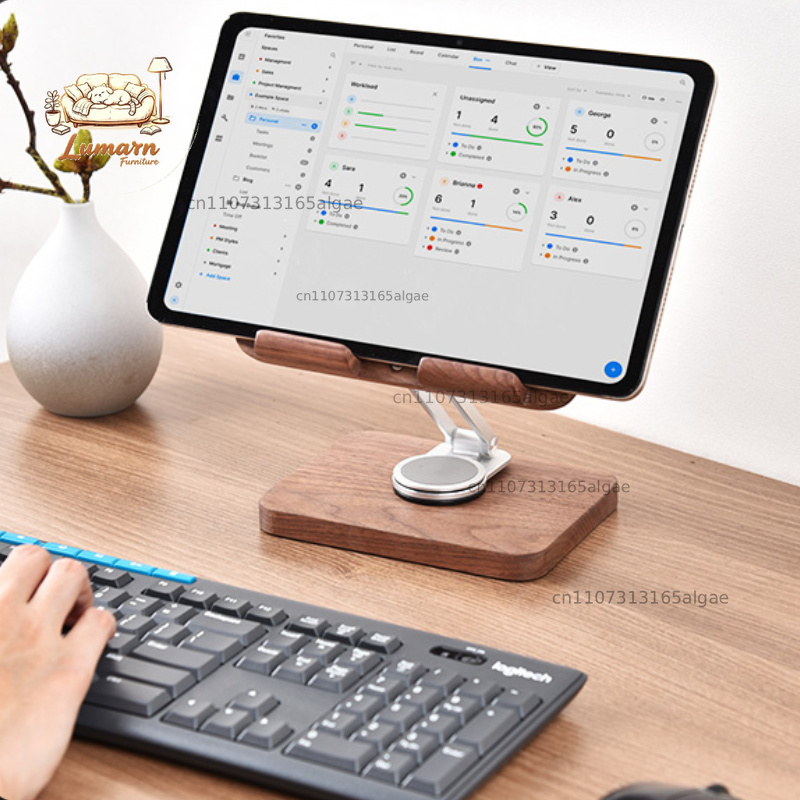 블랙 월넛 아이패드 스탠드 360도 회전 가능 °    - Desk Setup With Ipad 리뷰 및 가격