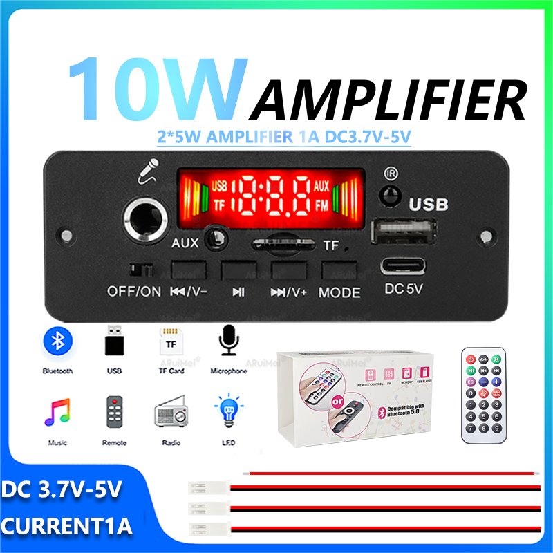 10W 완전한 블루투스 5.0 앰프 키트 리모컨 USB - Desk Setup Kit 리뷰 및 가격