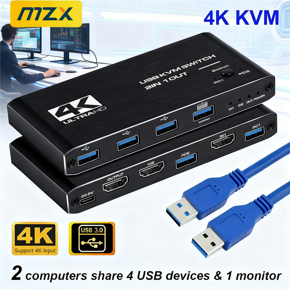 KVM 스위치 4K 60Hz 스위처 USB 3.0 허브 - Desk Setup Usb Hub 리뷰 및 가격