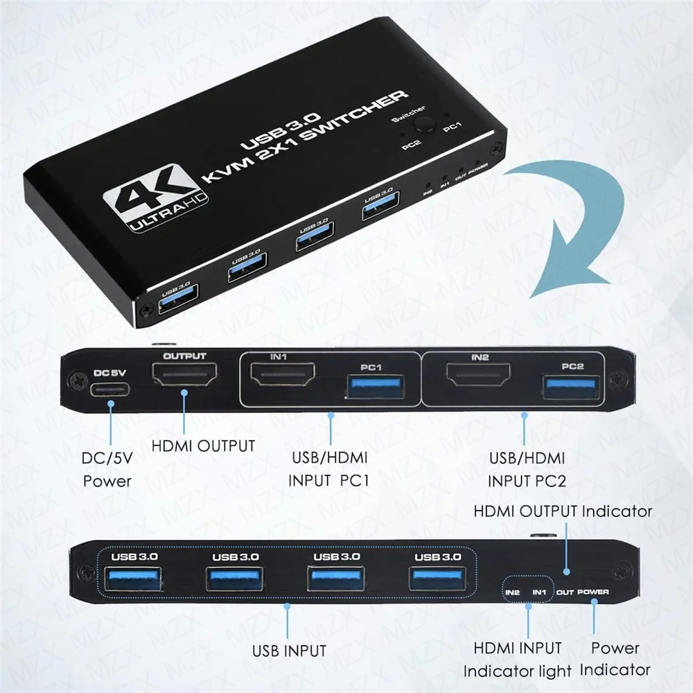 KVM 스위치 4K 60Hz 스위처 USB 3.0 허브 - Desk Setup Usb Hub 리뷰 및 가격