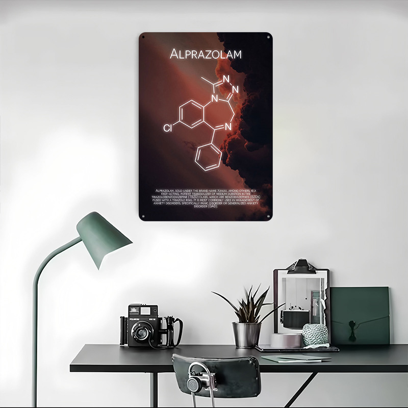 알프라졸람 분자 틴플레이트 포스터 맞춤형 벽 장식 레트 - Desk Setup Poster 리뷰 및 가격