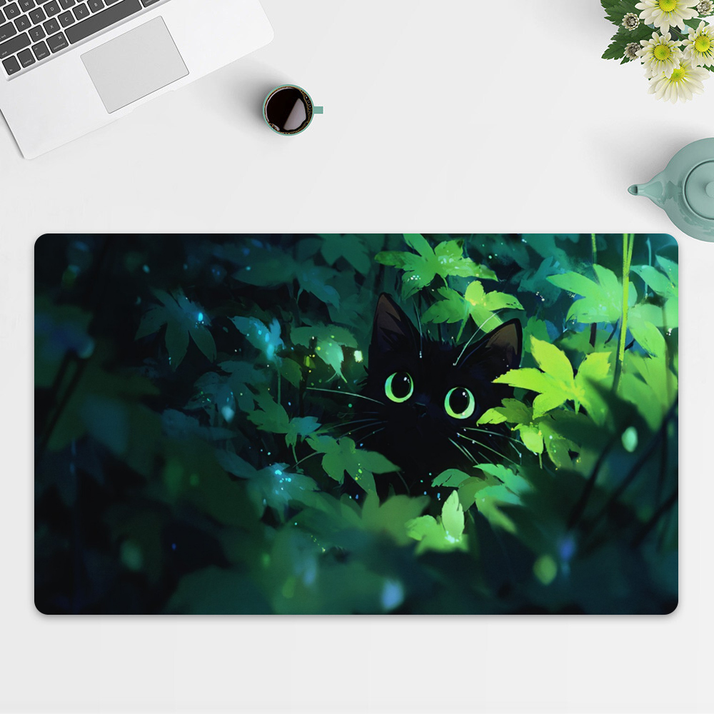 MTG 플레이 매트 용 검은 고양이 그린 포레스트 판타 - Desk Setup Art 리뷰 및 가격
