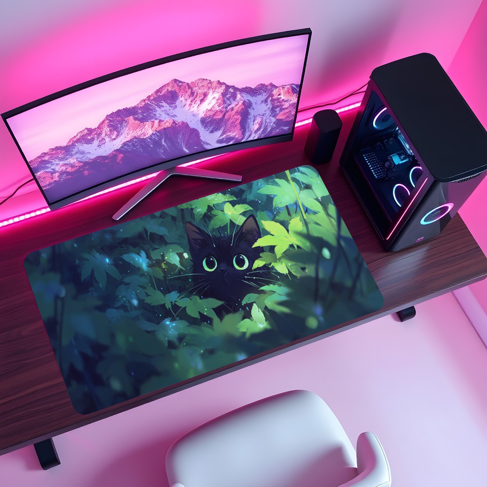 MTG 플레이 매트 용 검은 고양이 그린 포레스트 판타 - Desk Setup Art 리뷰 및 가격