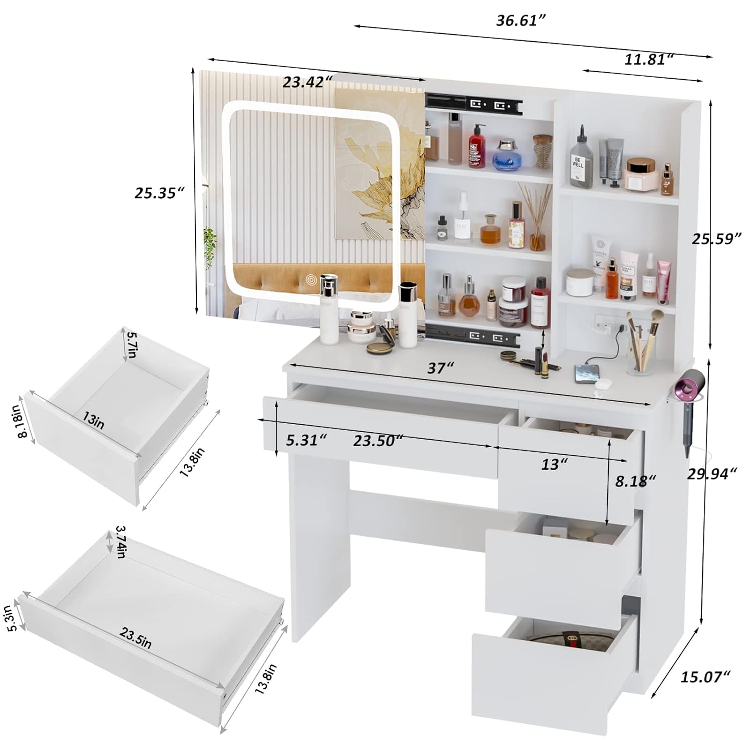 i*-메이크업 화장대 세트(충전 스테이션 포함), 거울 - Desk Setup Charging Station 리뷰 및 가격