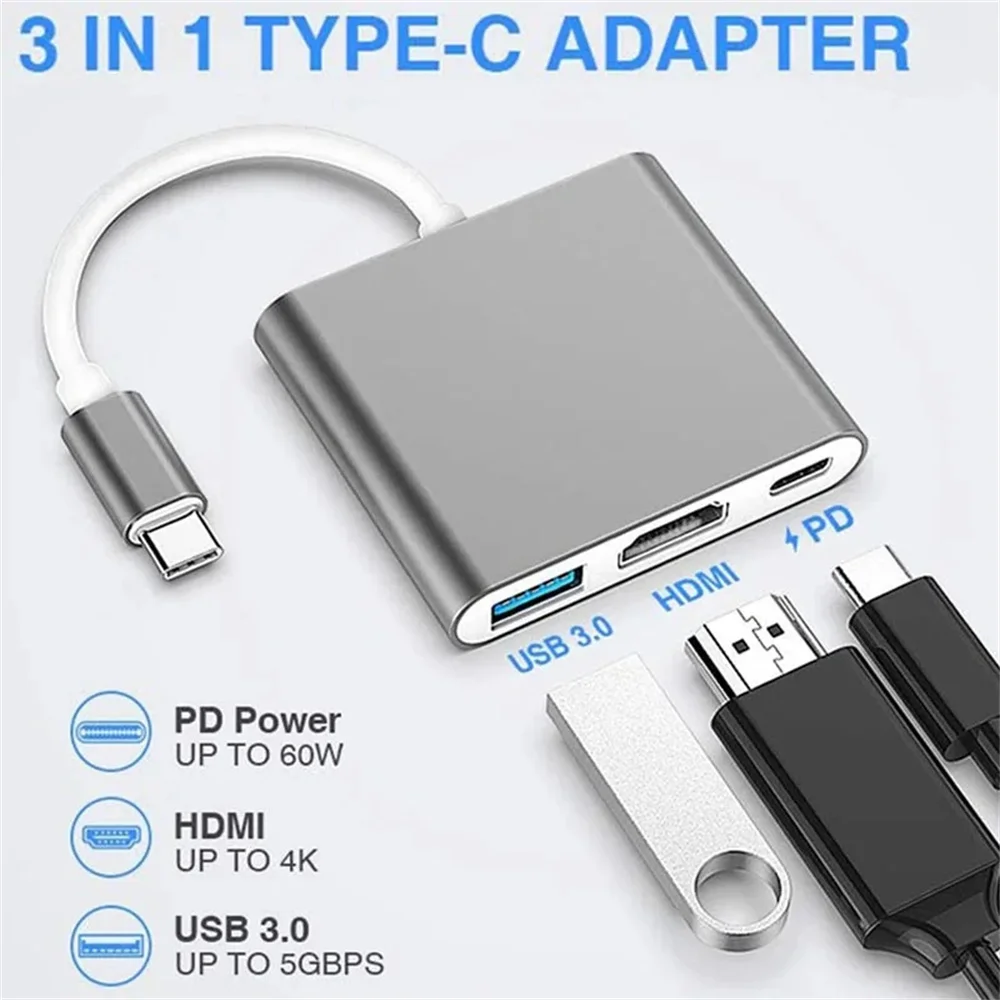 USB C 허브 3-in-1 멀티포트 어댑터, 4K H - Desk Setup Usb Hub 리뷰 및 가격
