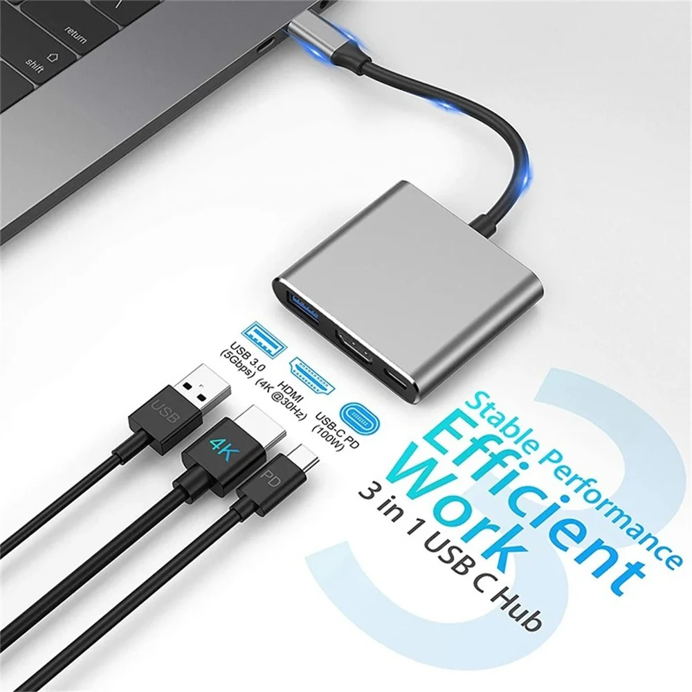 USB C 허브 3-in-1 멀티포트 어댑터, 4K H - Desk Setup Usb Hub 리뷰 및 가격