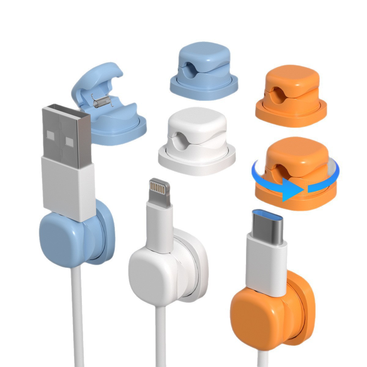 6Pcs 멀티 컬러 회전식 케이블 정리기 멀티 와이어  - Desk Setup Usb Hub 리뷰 및 가격