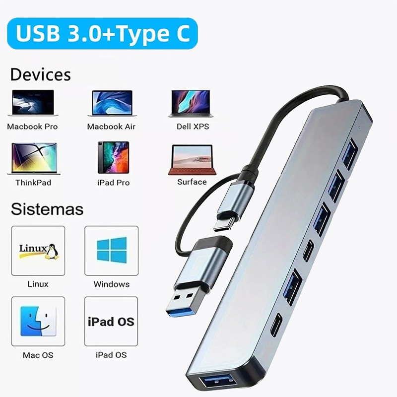 2 in 1 USB3.0 허브 7포트 타입 C 확장 스 - Desk Setup Usb Hub 리뷰 및 가격