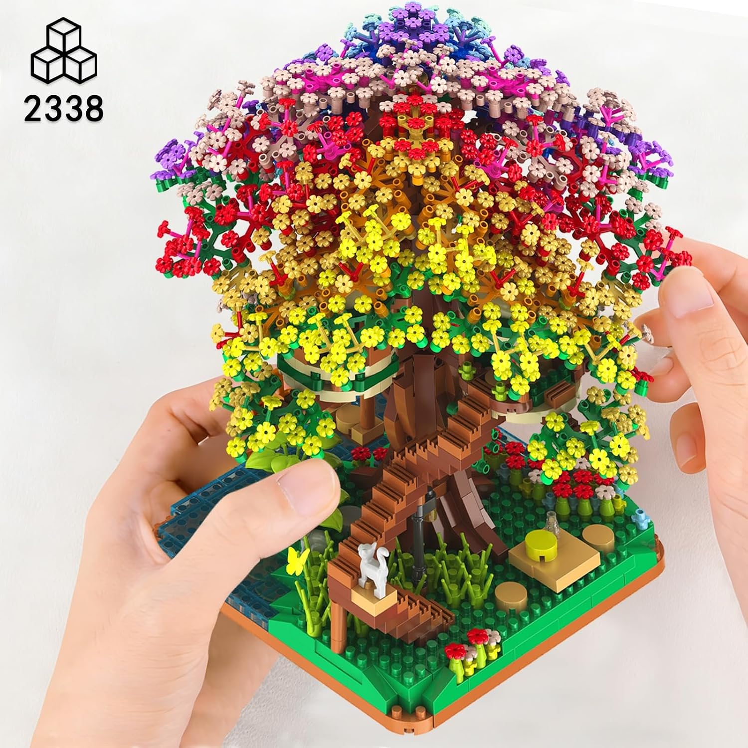 2338PCS DIY 레인보우 트리 하우스 마이크로 빌 - Desk Setup Kids 리뷰 및 가격