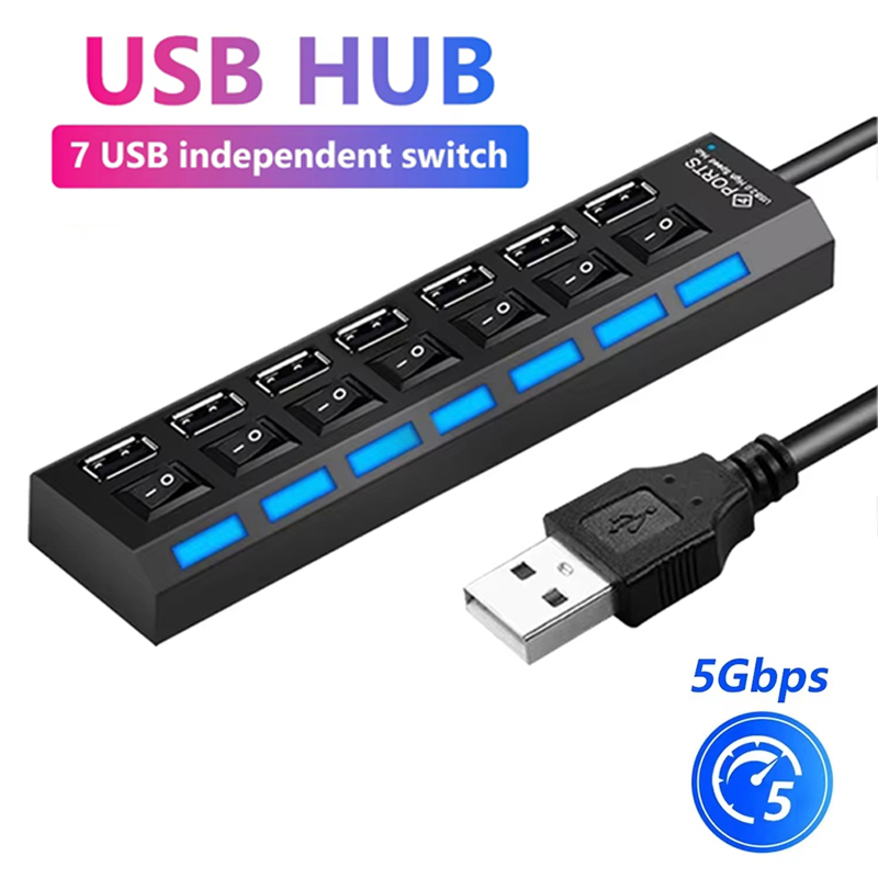 노트북 컴퓨터 액세서리용 7 포트 USB 2.0 허브  - Desk Setup Usb Hub 리뷰 및 가격