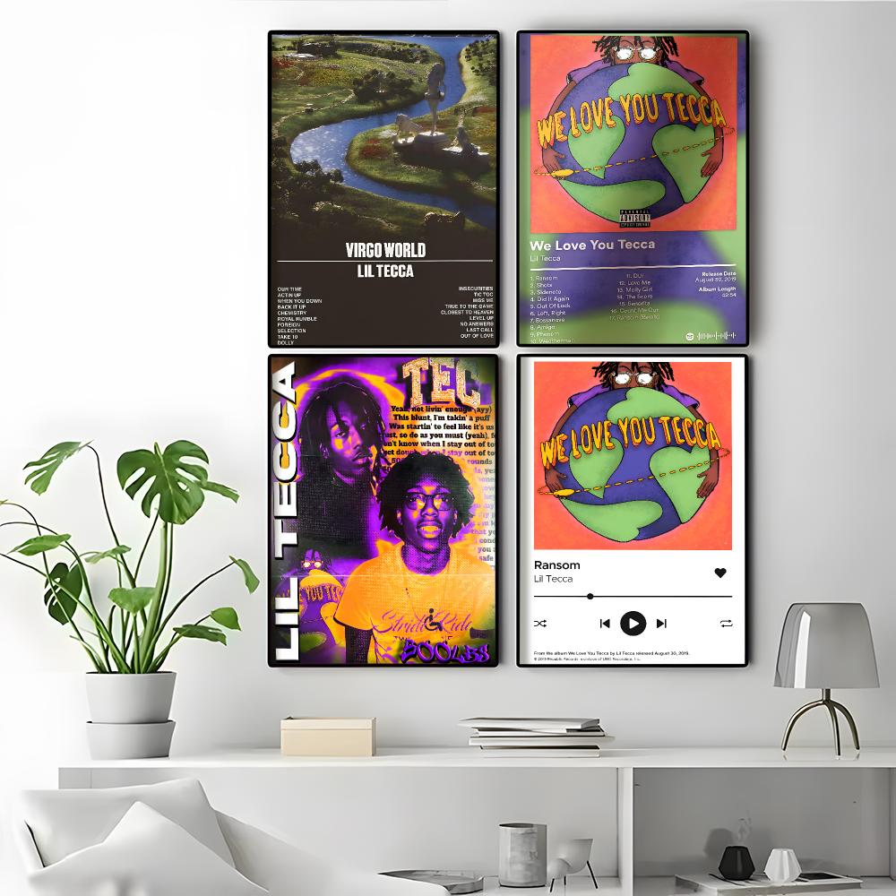 L-Lil Tecca 앨범 커버 아트 힙스터 룸 바이브 - Desk Setup Poster 리뷰 및 가격
