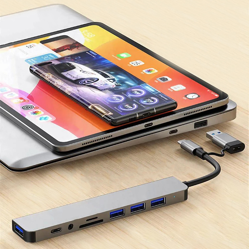 8포트 2 USB 타입 C 허브 도킹 스테이션, 3.5 - Desk Setup Usb Hub 리뷰 및 가격